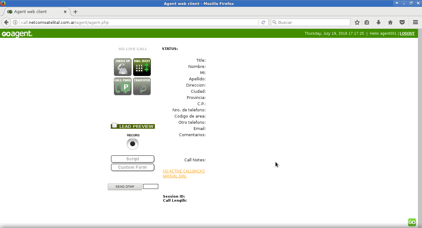 Pantalla principal